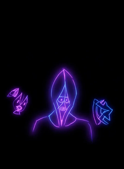Deidad Espiritu Neon Violeta Azul Fondo Negro Gratis 1770296105 - Introspeccion Reflexion Conciencia - Estados Introspeccion Profunda | Neon Emotion Gallery