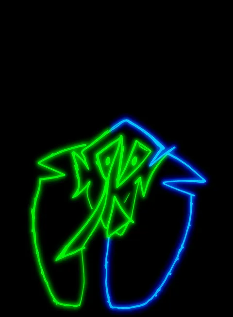 Ente Neon Verde Azul Fondo Negro Gratis 1757855473 - Caos Confusion Turbulencia - Estados Intensos Conflictivos | Neon Emotion Gallery