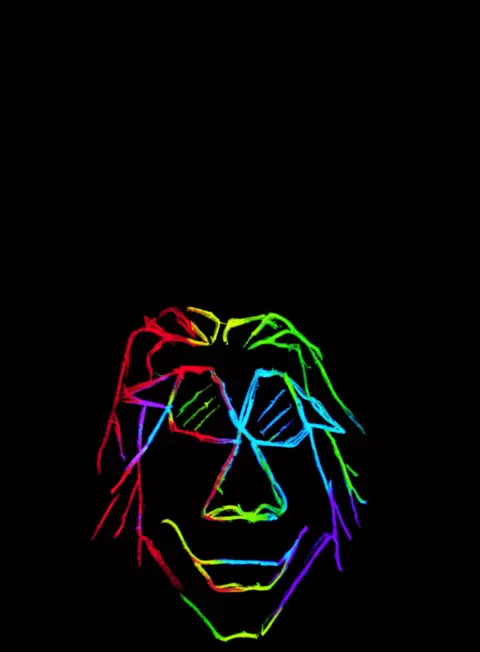 Rostro Cosmico Adulto Neon Arcoiris Fondo Negro Gratis 1759921819 - Caos Confusion Turbulencia - Estados Intensos Conflictivos | Neon Emotion Gallery