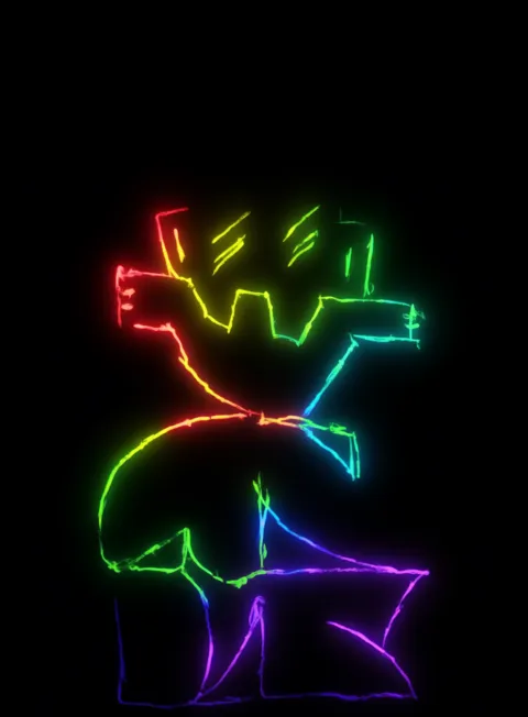 Silueta Abstracta Neon Arcoiris Fondo Negro Gratis 1759089600 - Caos Confusion Turbulencia - Estados Intensos Conflictivos | Neon Emotion Gallery