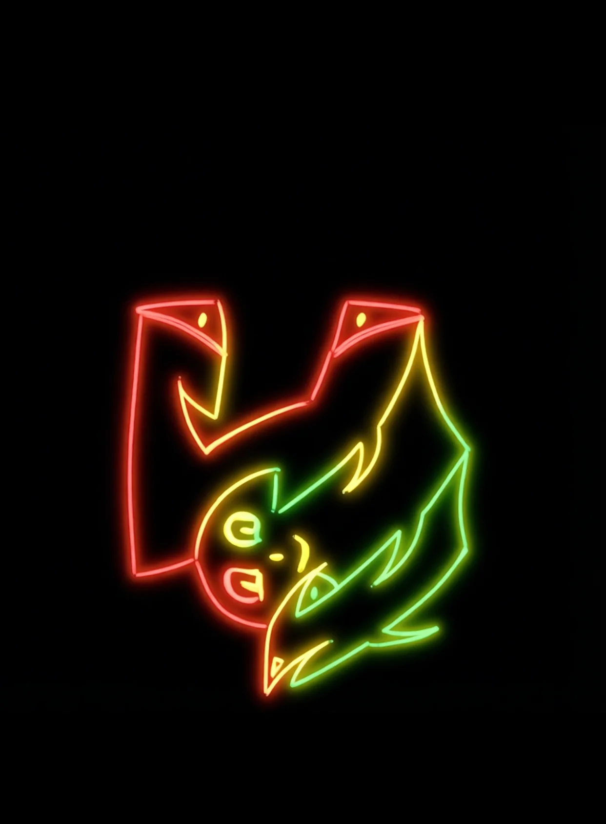Espiritus Alegres Neon Rojo Verde Amarillo Fondo Negro Gratis 1770213397 - Energia Pura Flujo Cosmico - Estados Abstractos Puros | Neon Emotion Gallery