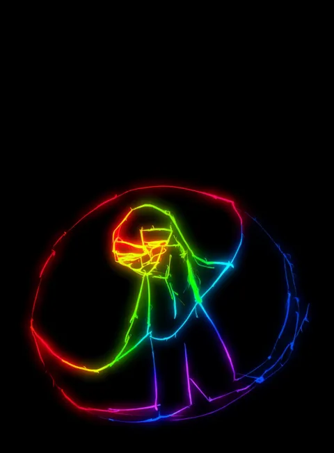 Jugando Saltando Soga Neon Arcoiris Fondo Negro Gratis 1761208464 - Geometria Psiquica Formas - Estados Abstractos Puros | Neon Emotion Gallery
